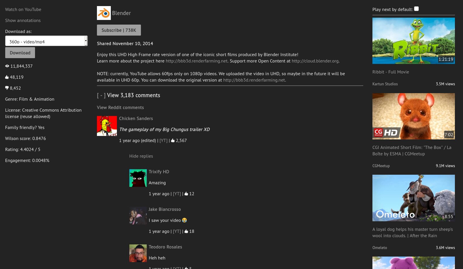 Screenshot showing Invidious