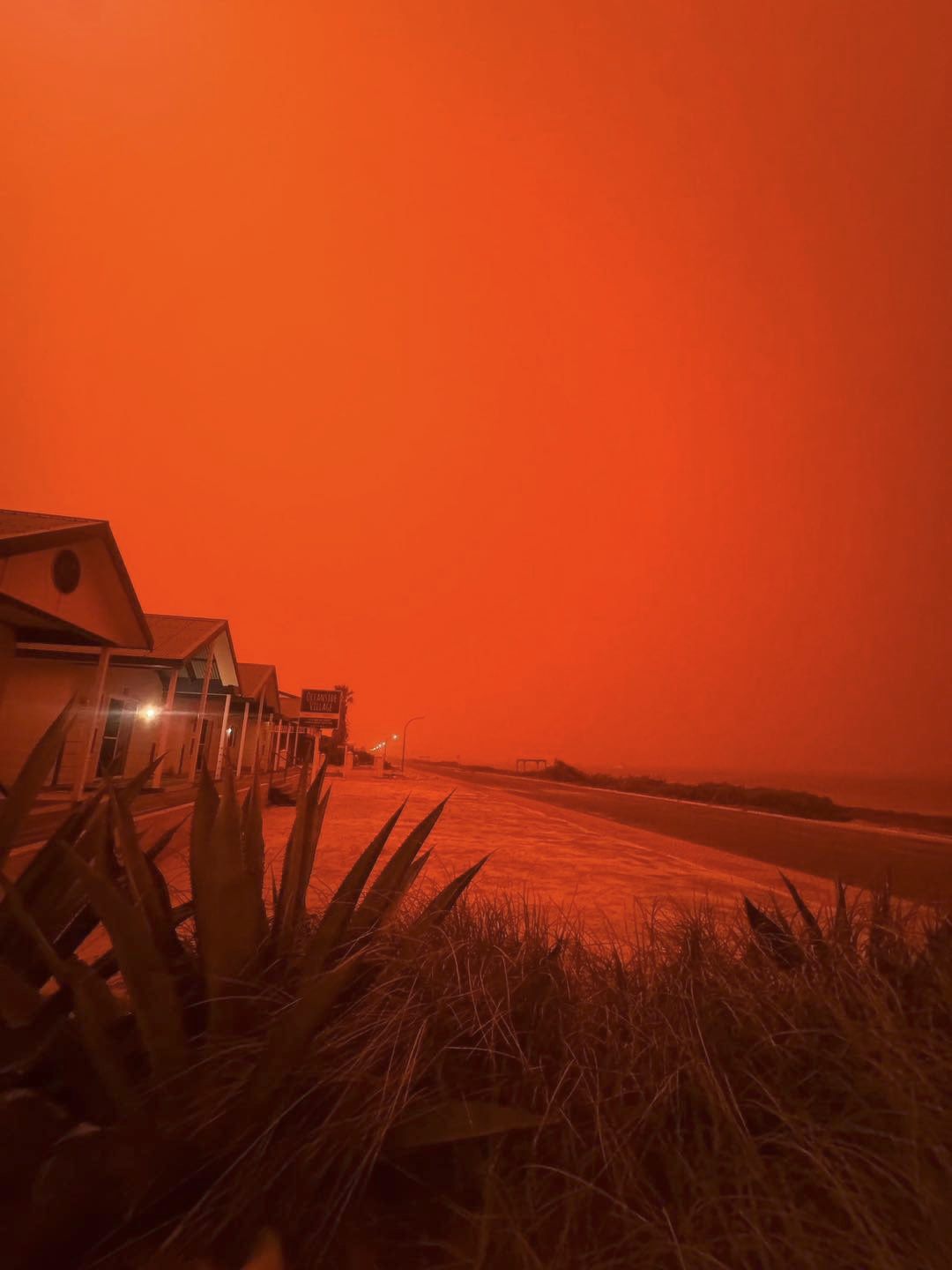 Photo showing the world turned red before Cyclone Narelle in Australia